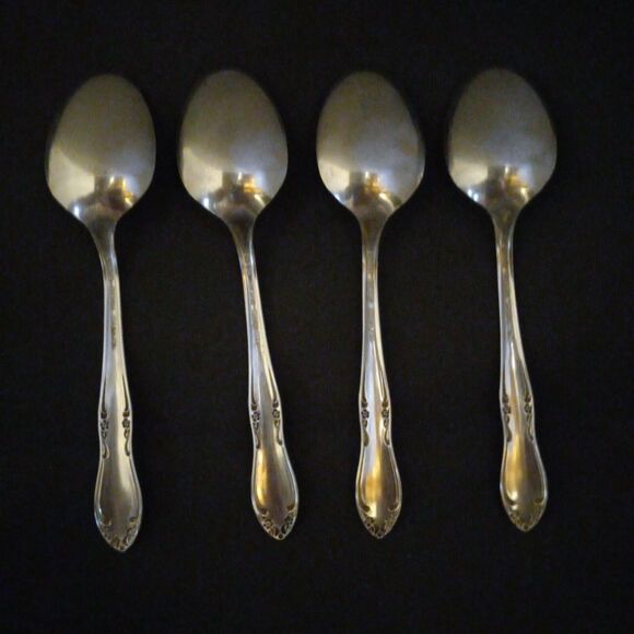 Oneida Stainless Steel Plantation Custom Oval Place/Soup Spoon-Lot Of 4-Floral - Picture 2 of 5